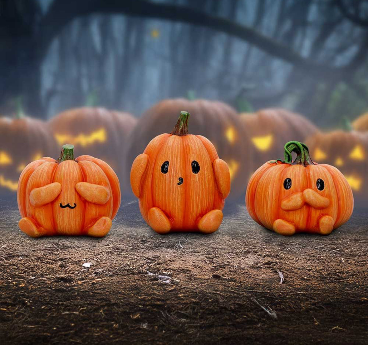 Three Wise Pumpkins 8cm