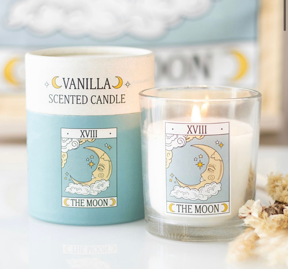 THE MOON VINTAGE TAROT VANILLA CANDLE