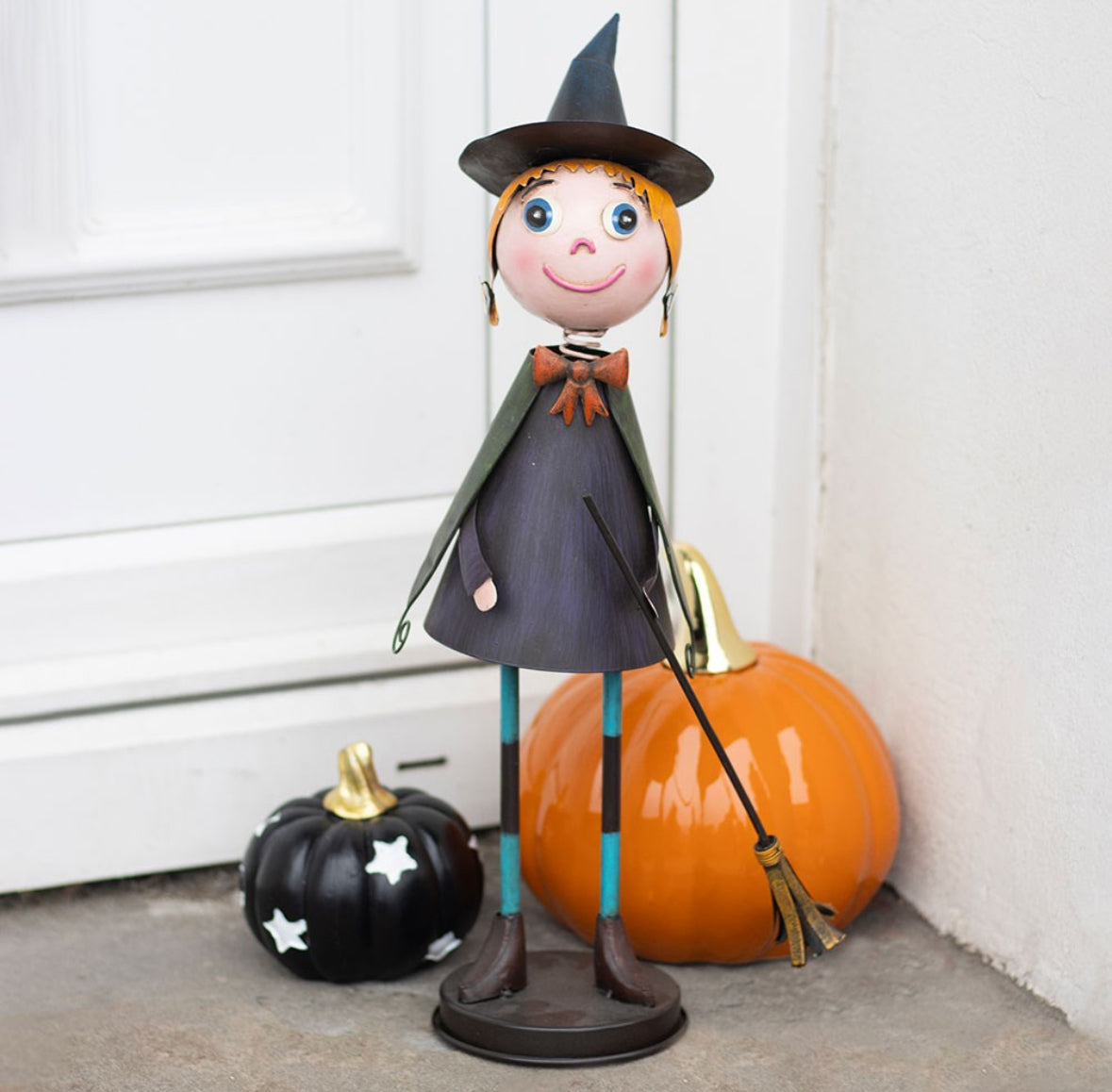 METAL WITCH ORNAMENT WITH BROOM - PRE ORDER