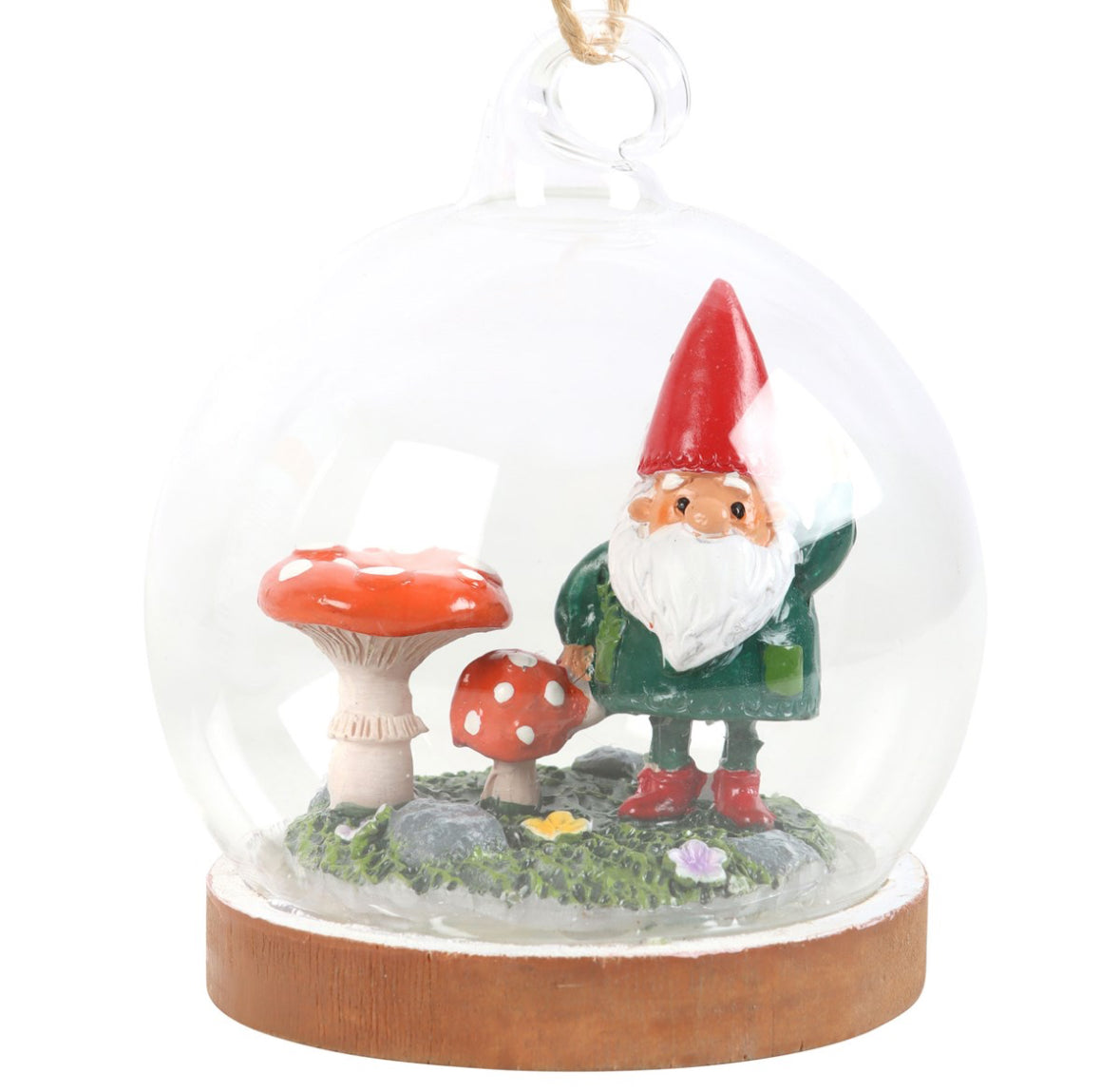 GNOME GLASS DOME HANGING DECORATION