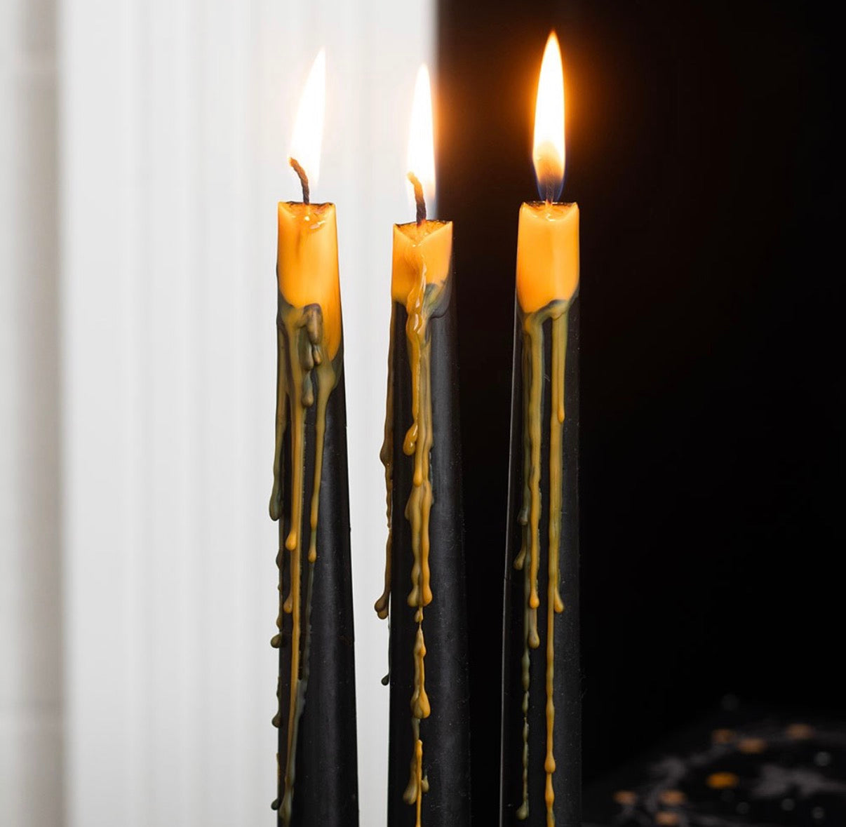 SET OF 4 PUMPKIN GUTS OOZING TAPER CANDLES
