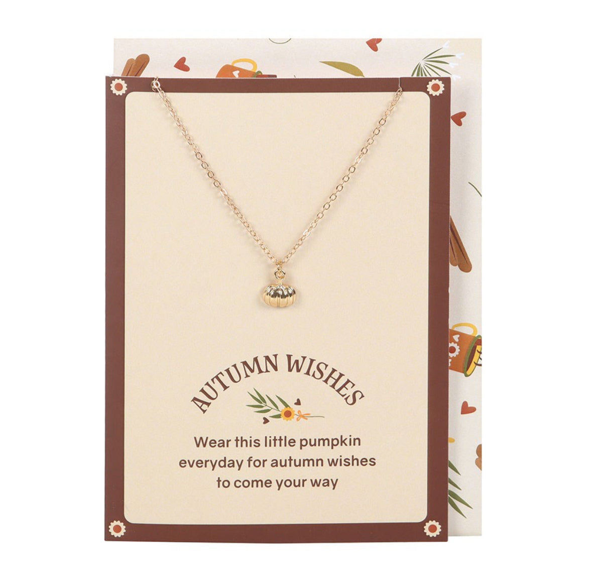 PUMPKIN NECKLACE ON GREETING CARD