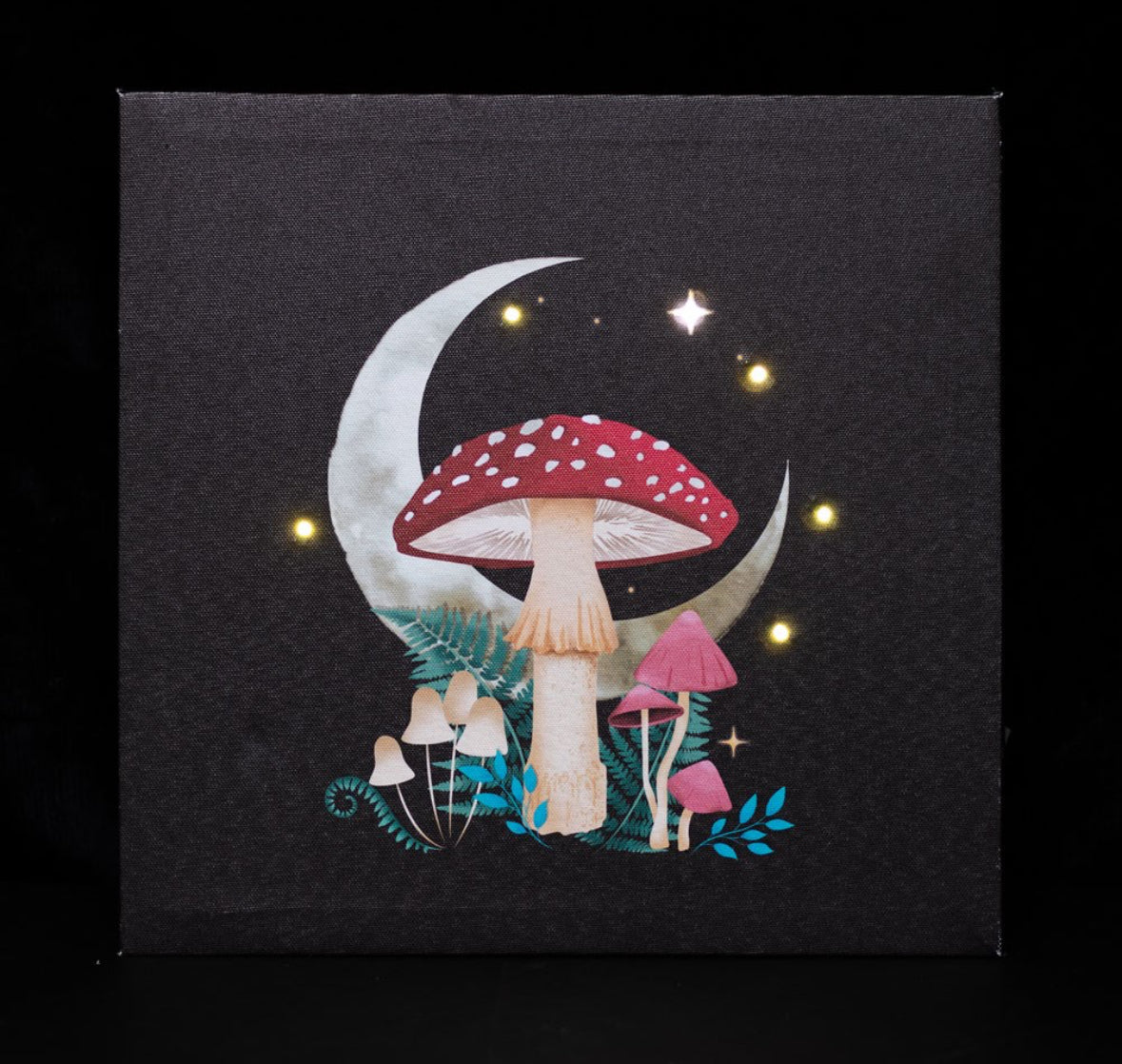 FOREST MUSHROOM LIGHT UP CANVAS PLAQUE