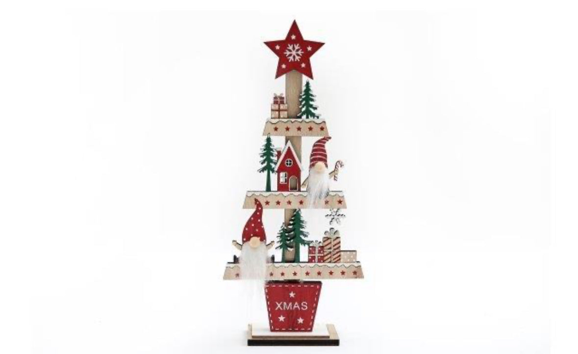 29.5CM WOODEN GONK TREE STANDING DECORATION