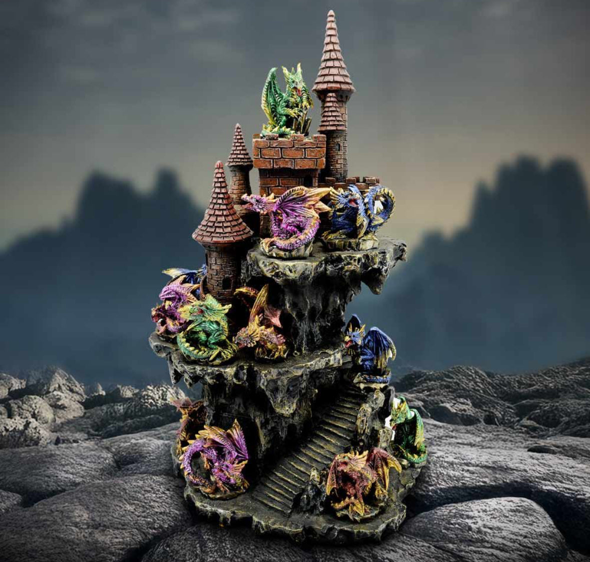 Dragon Castle Display Piece with LED light 25cm