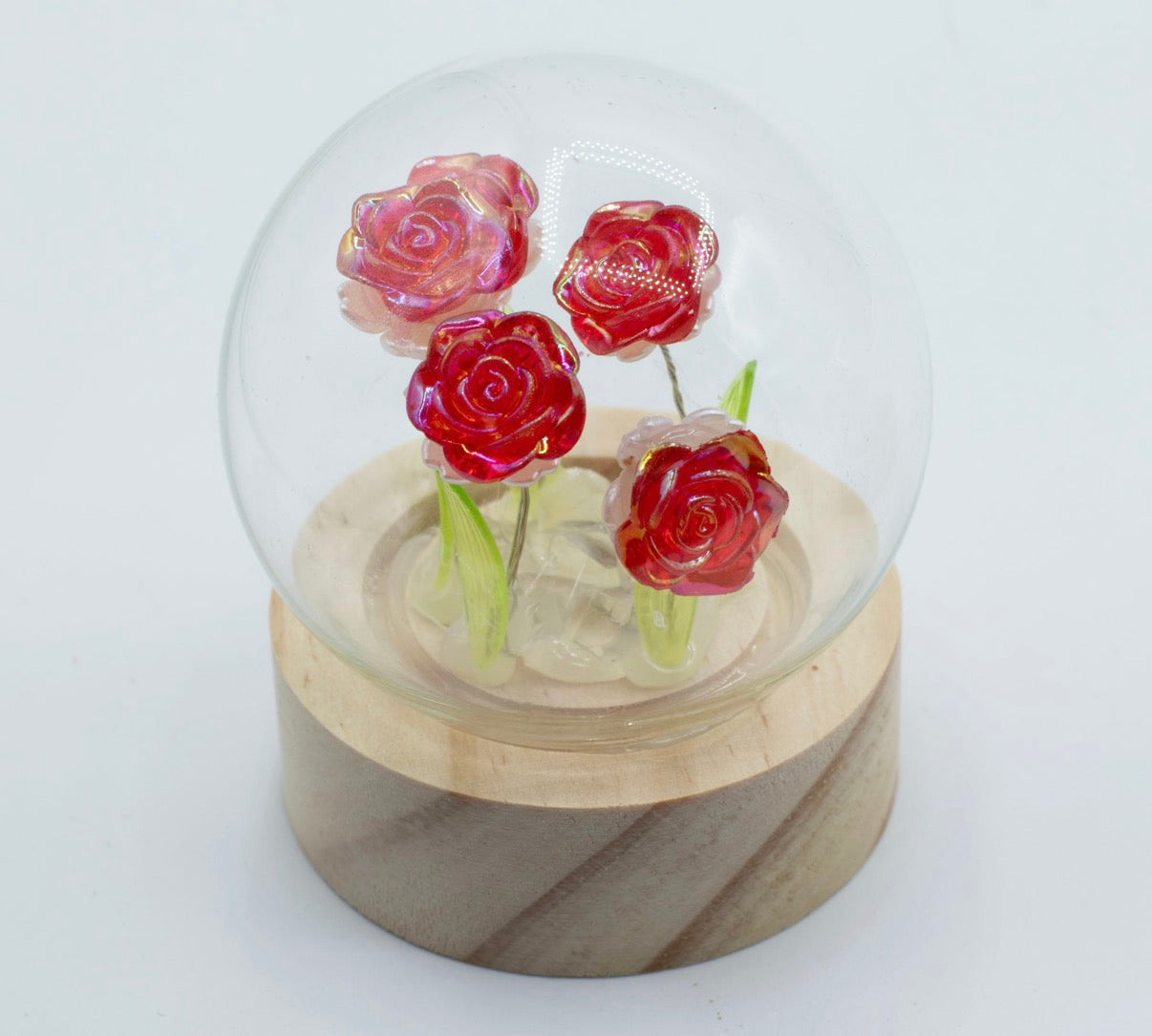 Floral Glow Garden Dome - 5 Red Roses - LED Battery