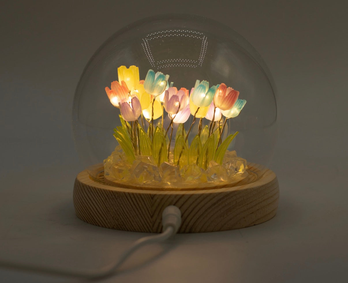 Floral Glow Garden Dome - 20 Multi Tulips - LED USB
