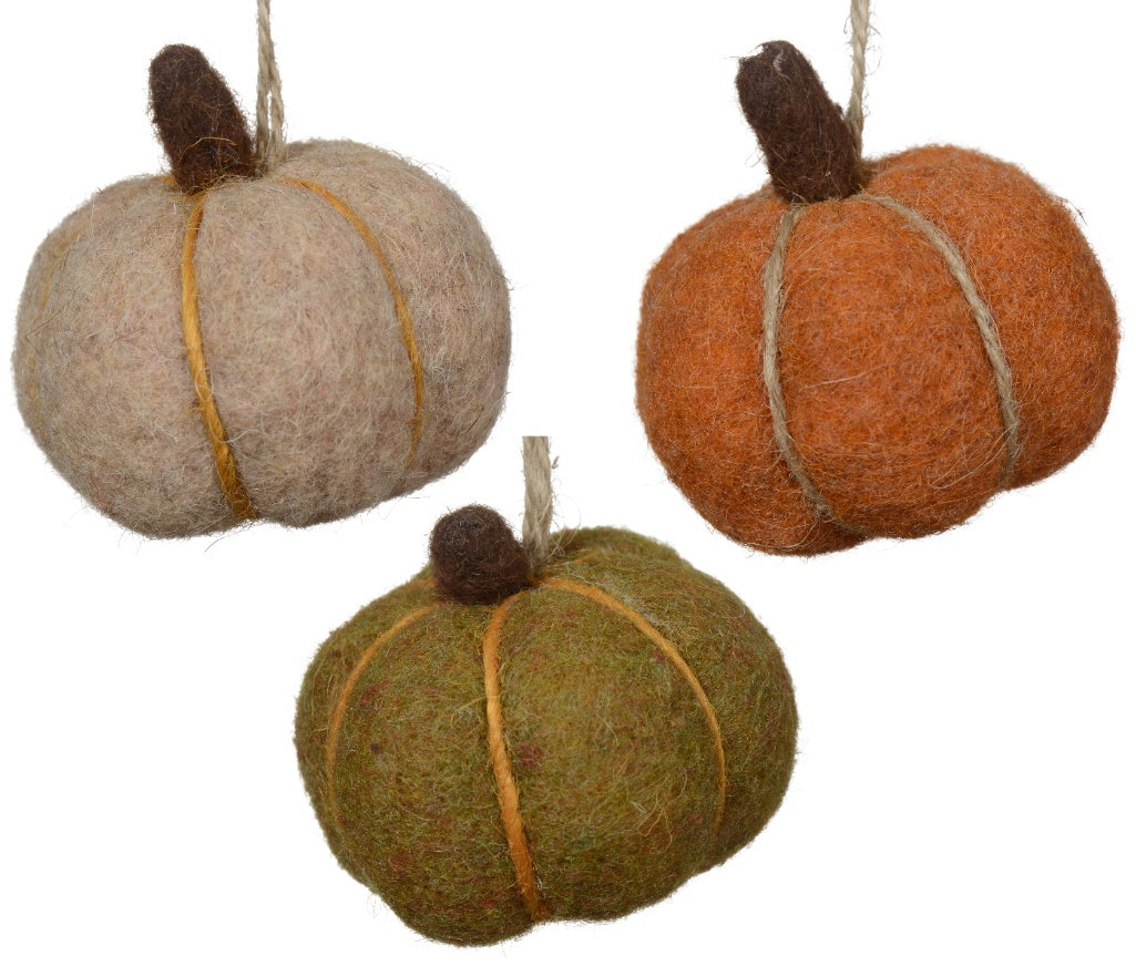 PUMPKIN FELT HANGERS, 6CM