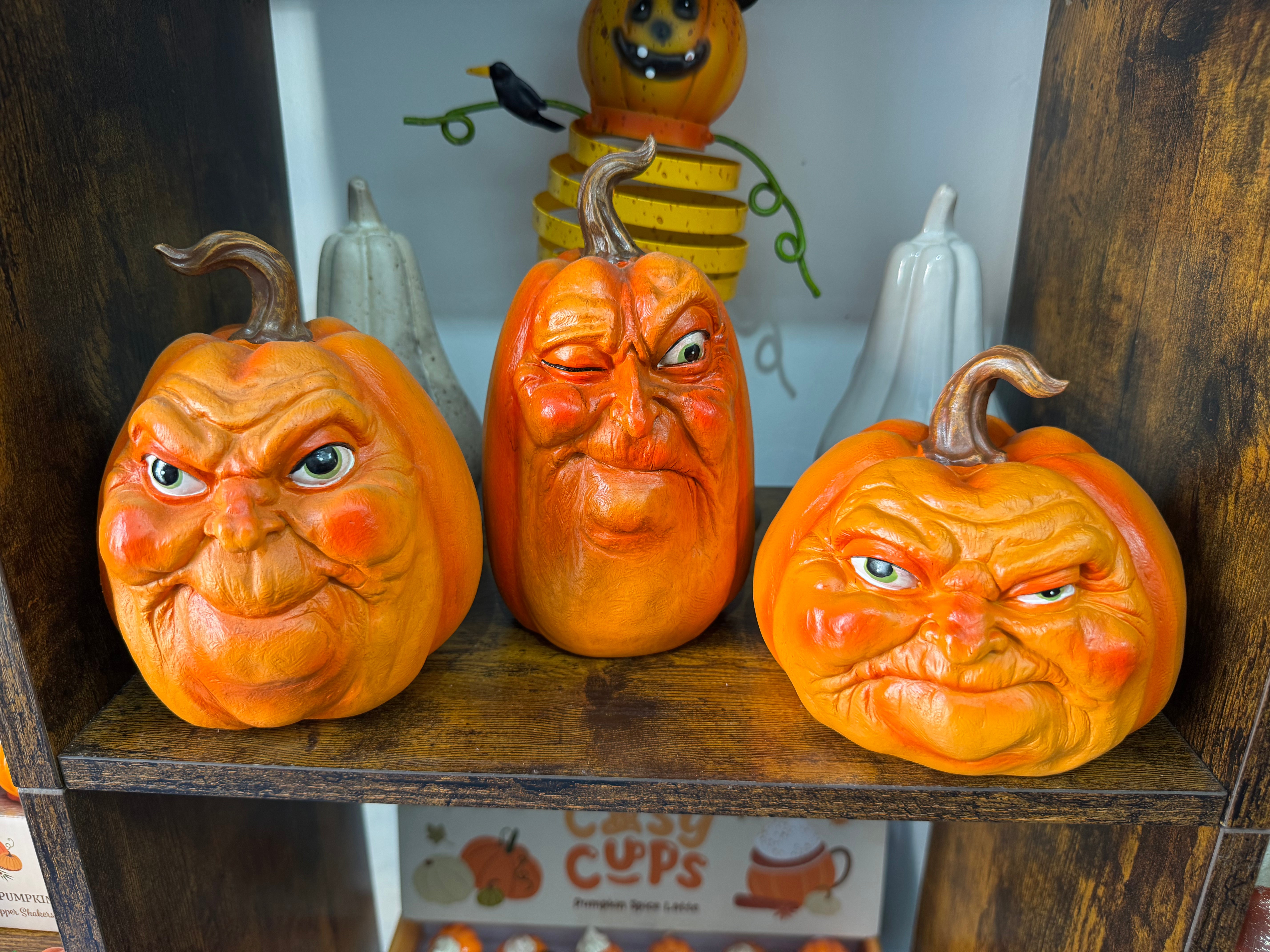 GRUMPKINS RESIN PUMPKIN FACES 12CM SET OF 3