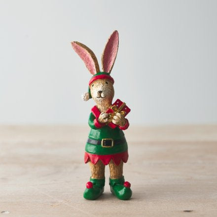 BUNNY IN ELF COSTUME, 14CM