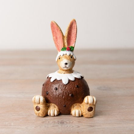 JASPER RABBIT CHRISTMAS PUDDING, 12CM
