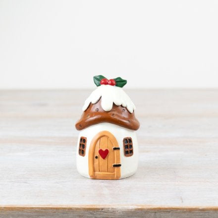 CHRISTMAS PUDDING HOUSE 9CM