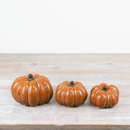 GLAZED PUMPKIN DECO, 10.2CM