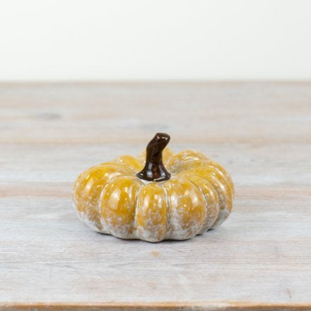 YELLOW PUMPKIN ORNAMENT, 11CM