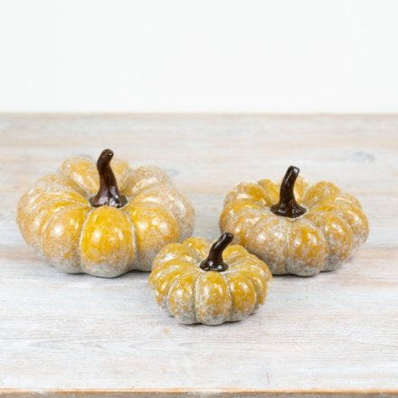 YELLOW PUMPKIN ORNAMENT, 11CM