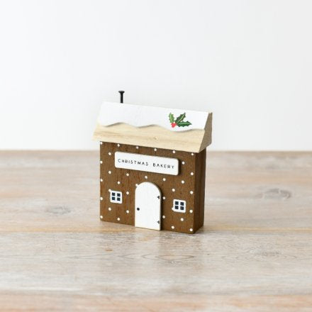 CHRISTMAS BAKERY WOODEN HOUSE, 12CM