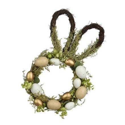 RUSTIC BUNNY WREATH, 38CM