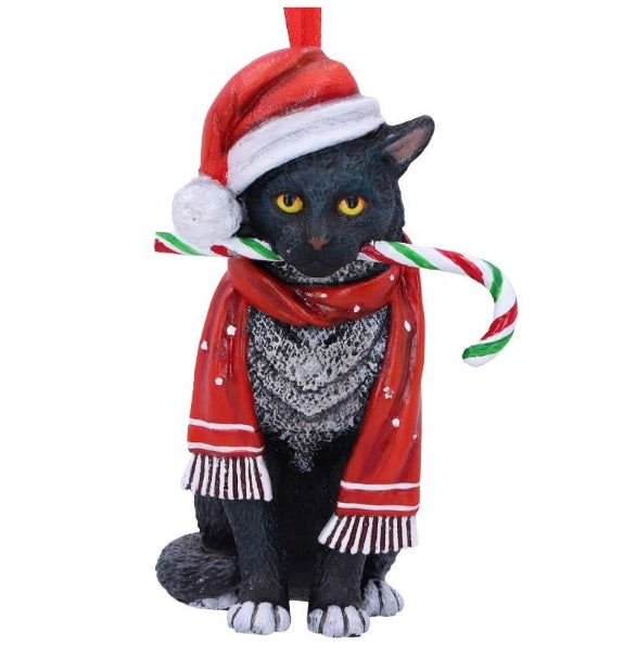 Candy Cane Cat Hanging Ornament (LP) 9cm
