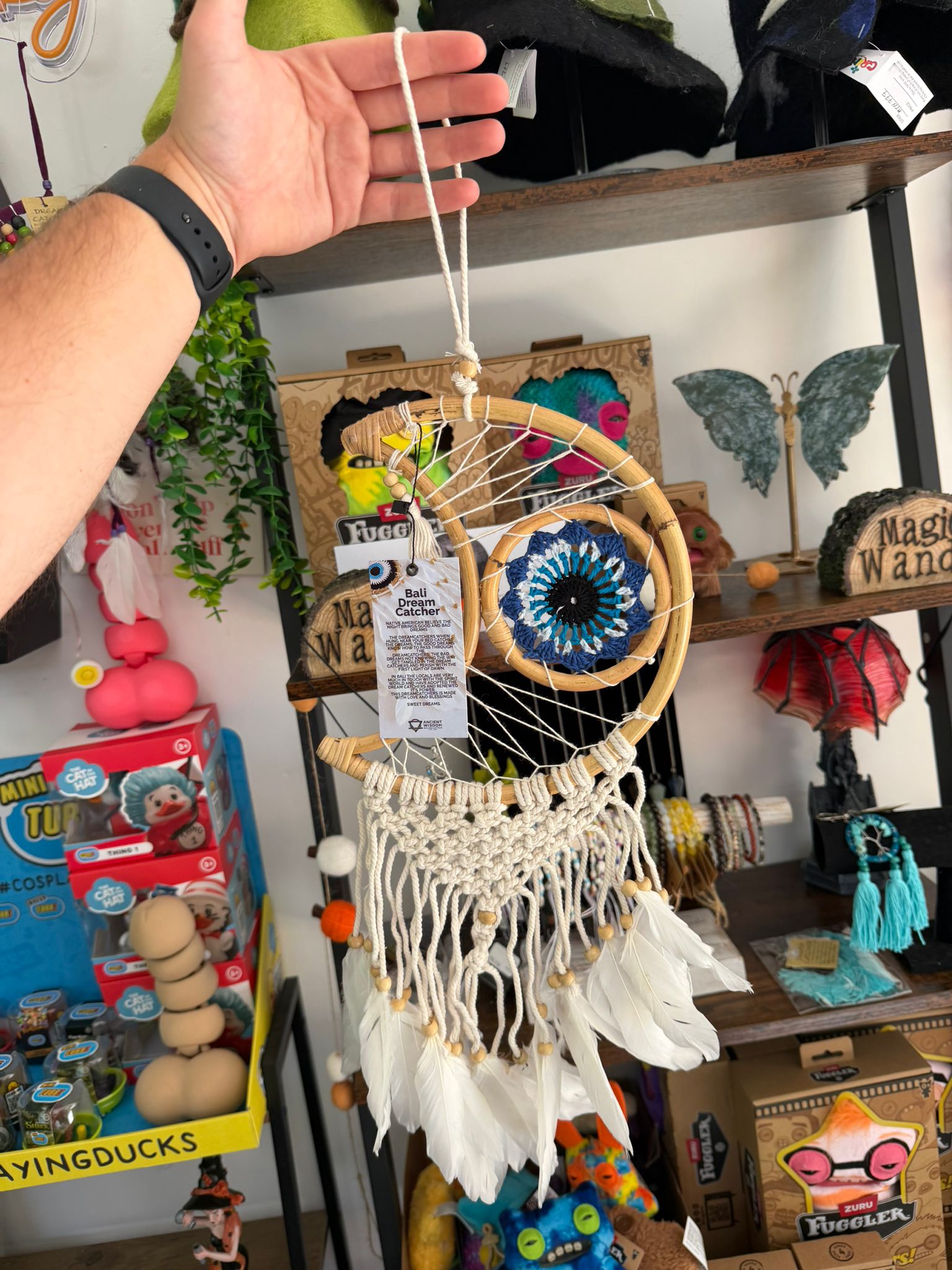 Moon DreamCatcher White Feathers