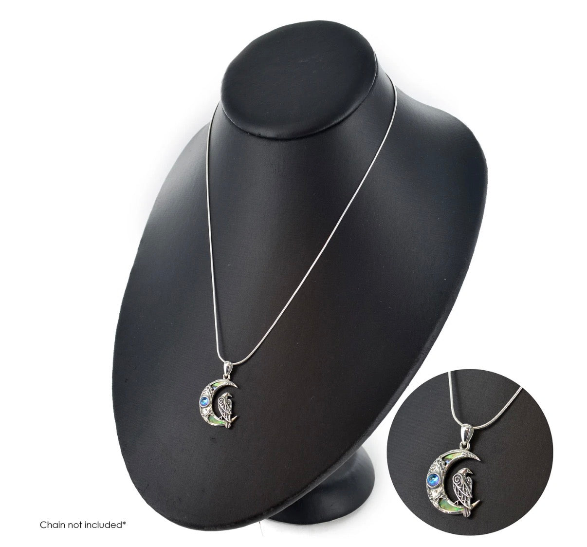 MOON & RAVEN 925 SILVER PENDANT ONLY
