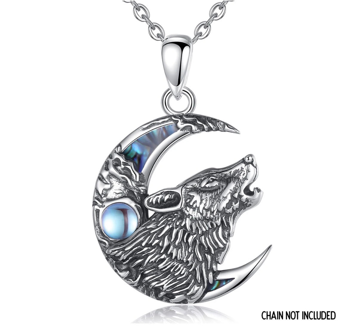 WOLF MOON 925 SILVER PENDANT ONLY