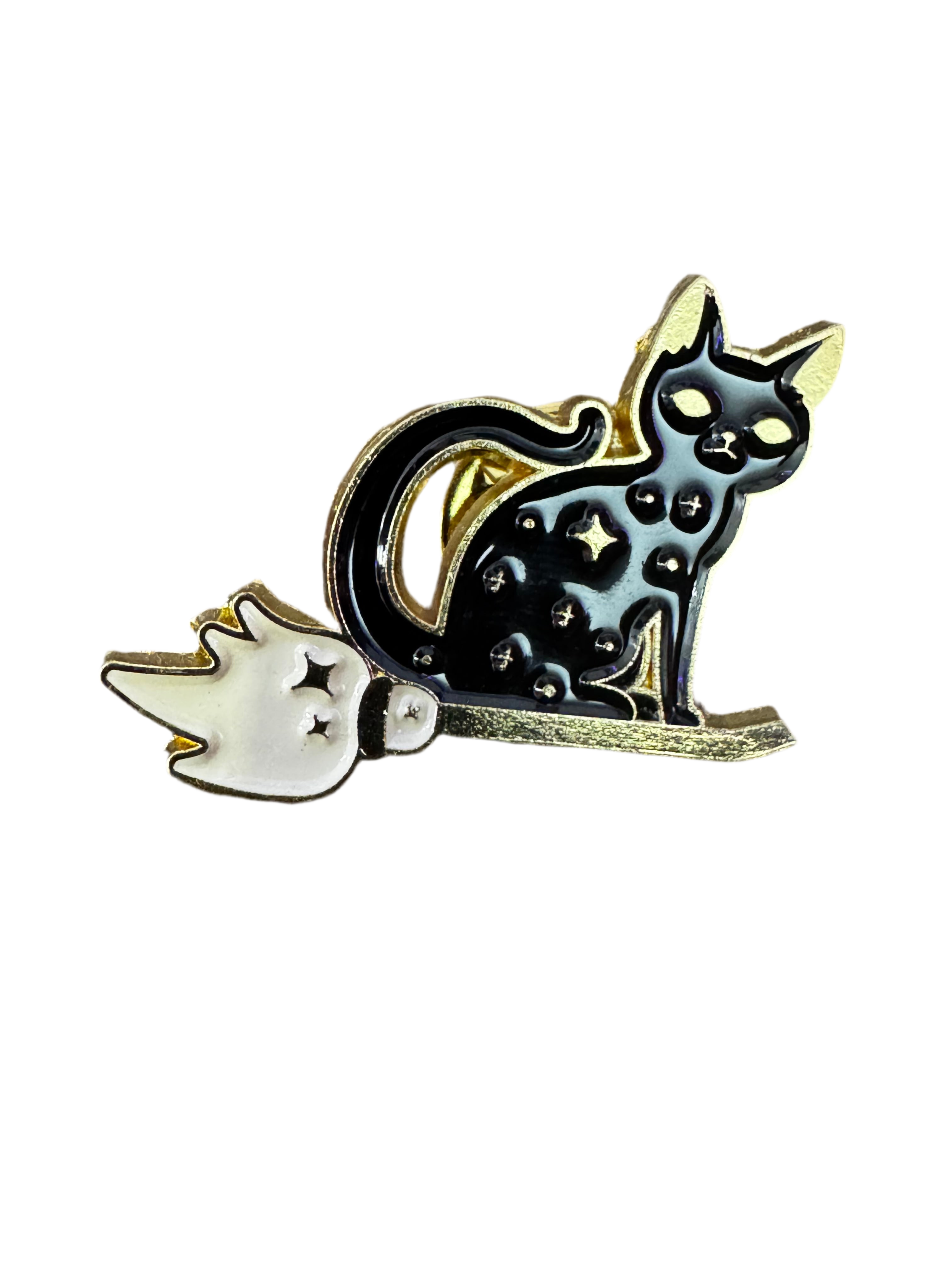 Pin Badge Cat On Broom