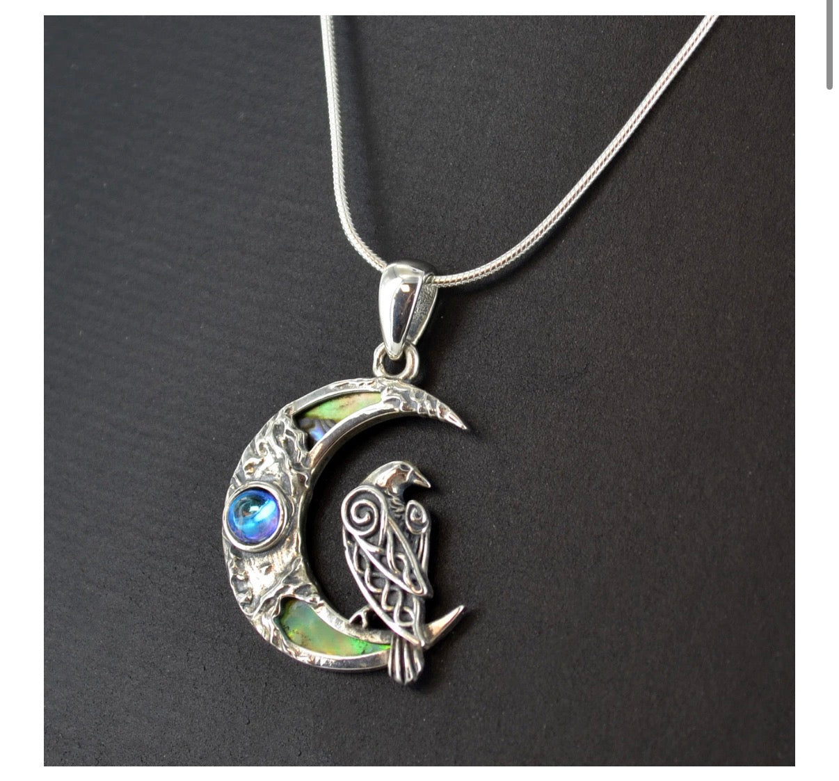 MOON & RAVEN 925 SILVER PENDANT ONLY
