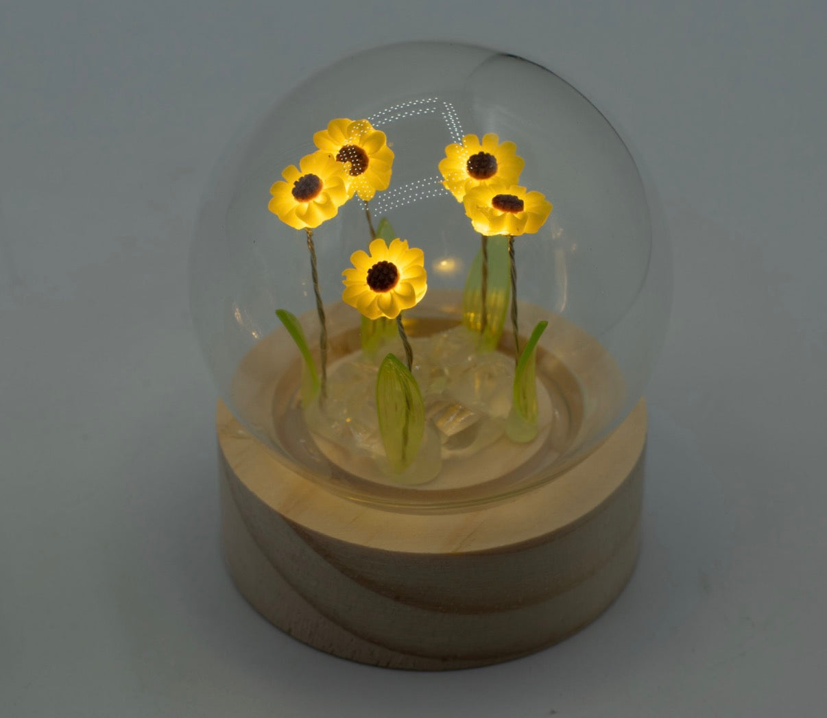 Floral Glow Garden Dome - 5 Sunflowers - LED Battery