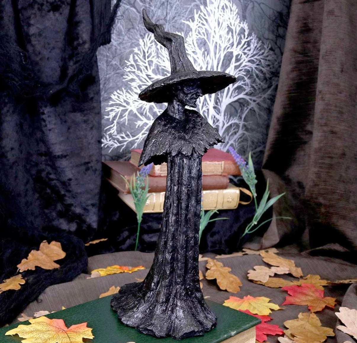 Talyse Black Glittered Forest Witch Ornament