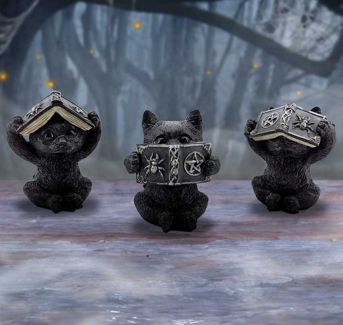 Three Wise Spell Cats 8.5cm