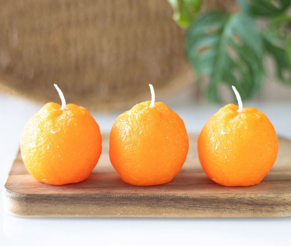 SET OF 3 ORANGE SHAPED CANDLES