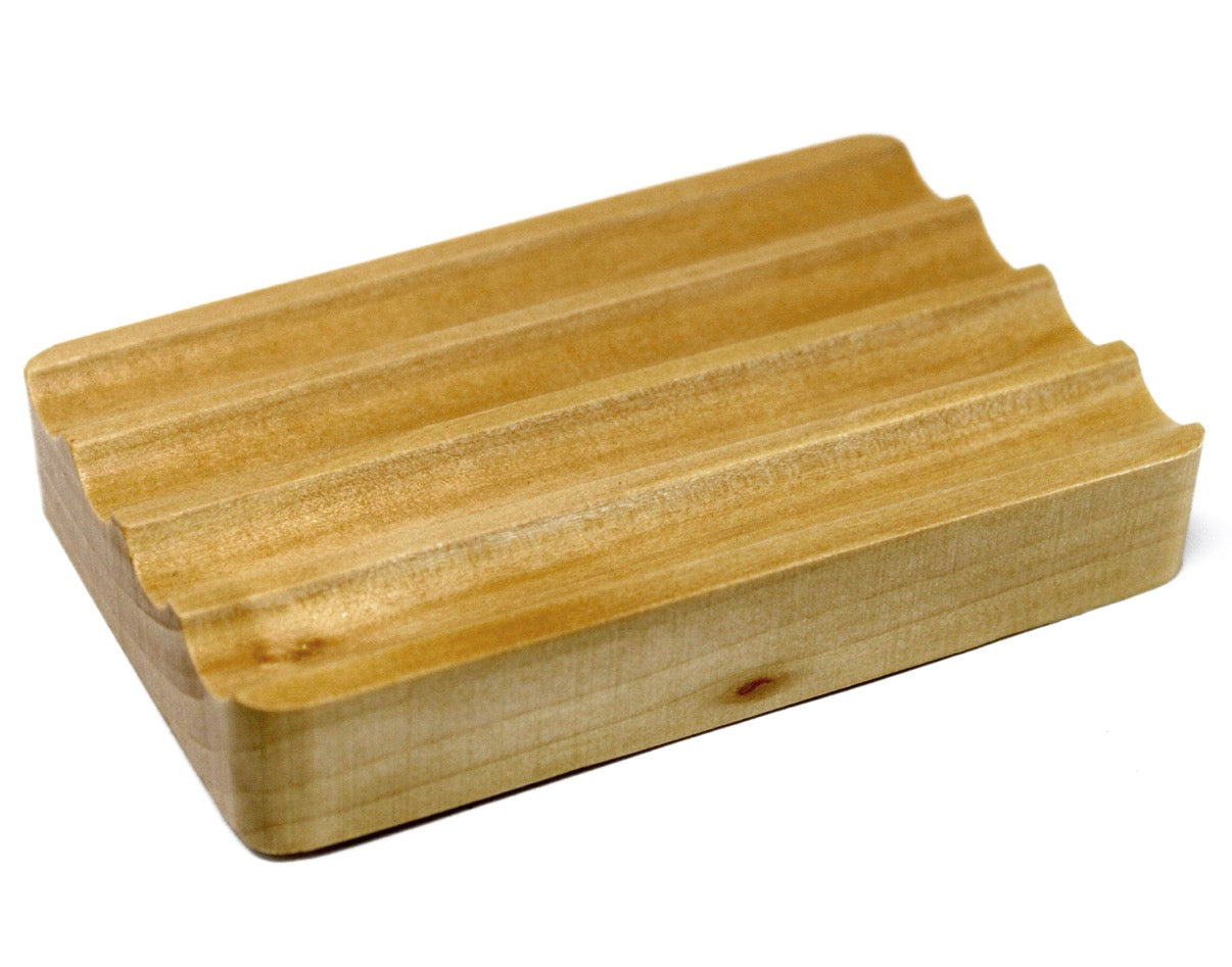 Hemu Wood Soap Dish - Corrugated