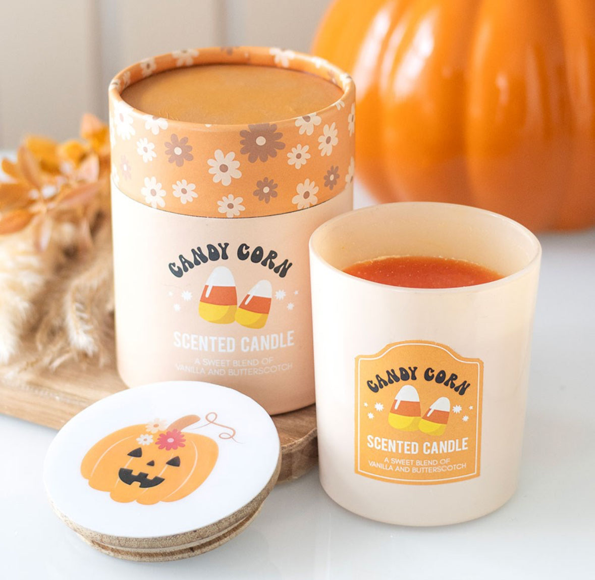 CANDY CORN VANILLA AND BUTTERSCOTCH CANDLE