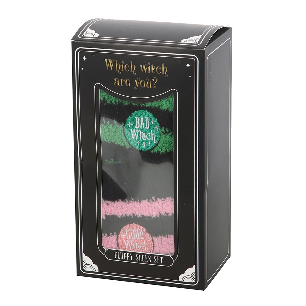 Set of 2 Good Witch and Bad Witch Fluffy Socks