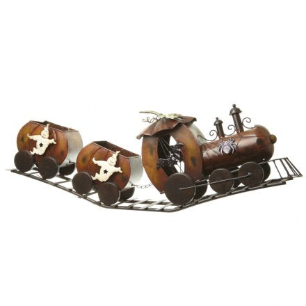 LARGE HALLOWEEN GHOST TRAIN METAL ORNAMENT 77CM