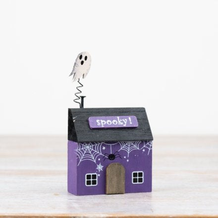 HALLOWEEN WOODEN HOUSE, 12.5CM