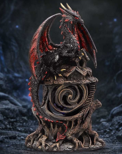 Light-up Red and Black Dragon Hollow Figurine 23.5cm