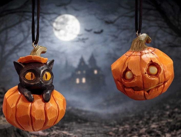 Pumpkin and Patch Hanging Ornaments (Set of 2) PRE ORDER